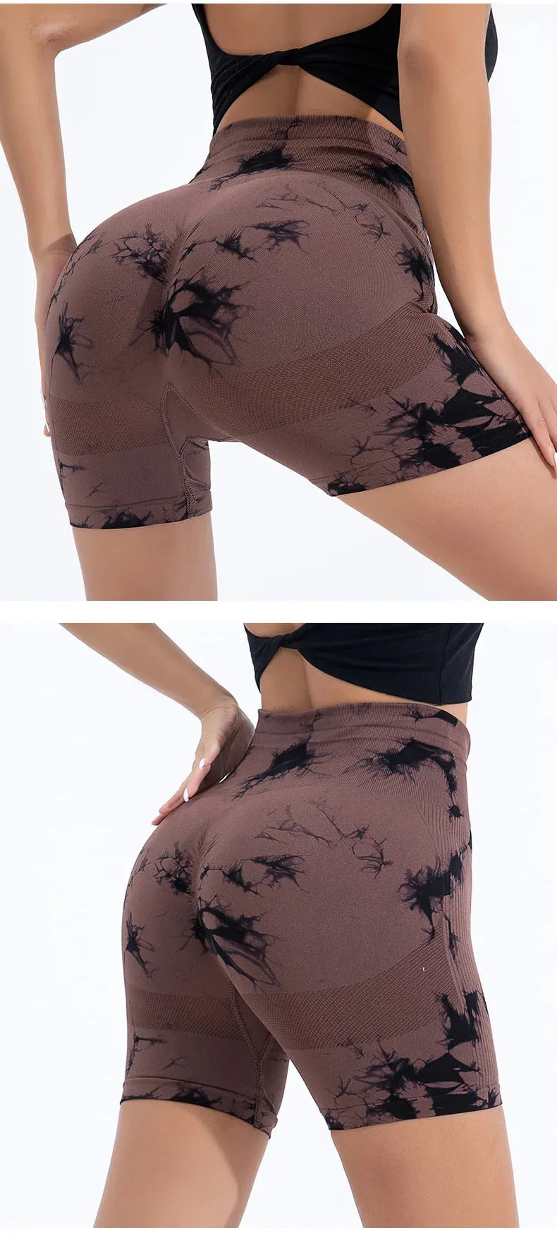Summer Women High Waist Butt Lift Shorts Legging Seamless Leggings Fashion Tie Dye Shorts Gym Workout Running Pants