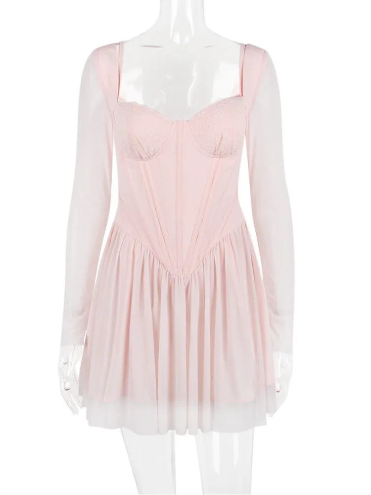 Tammy Lace Mesh Backless Sexy Mini Dress