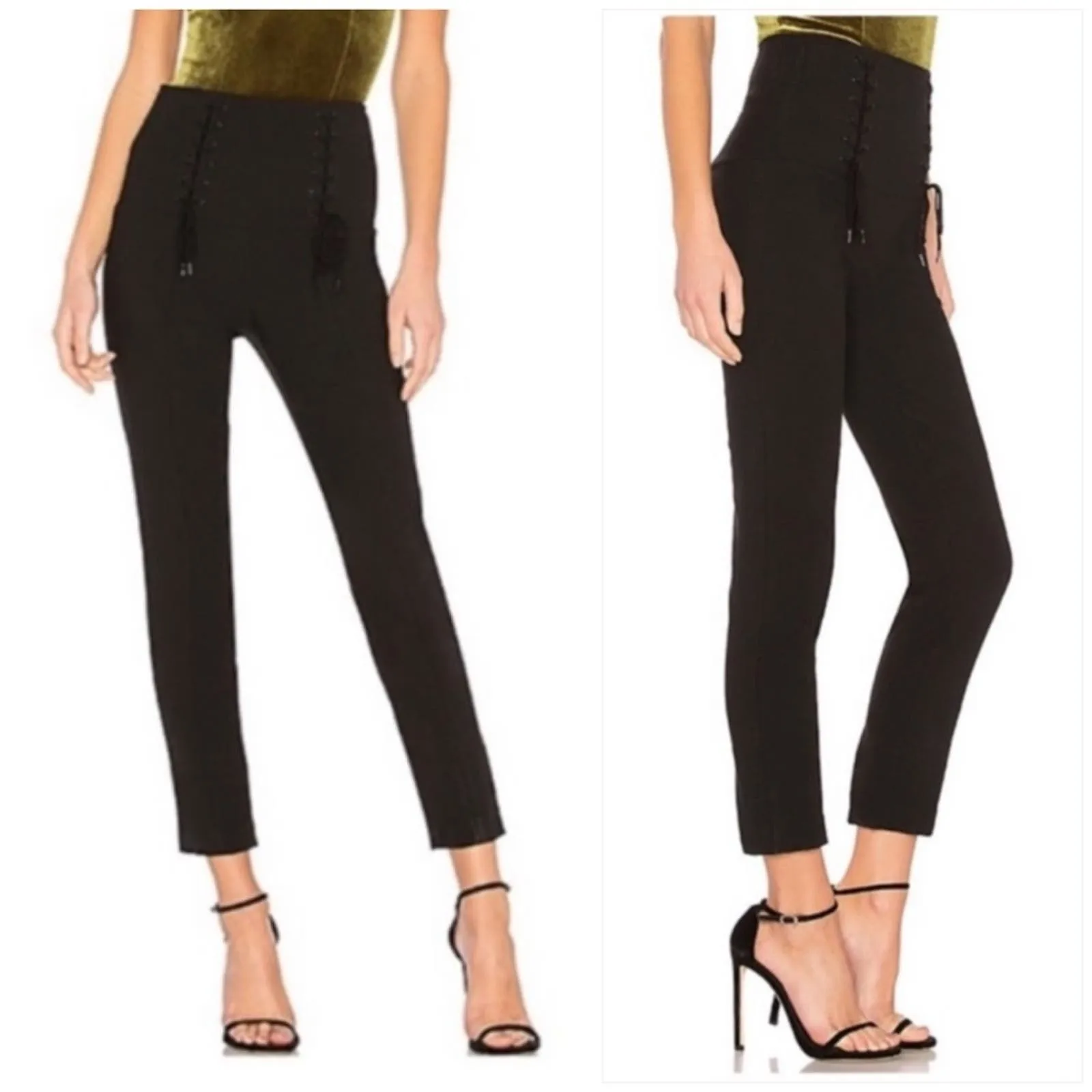 Tibi Anton High Rise Corset Lace Split Hem Trousers Pants (4)
