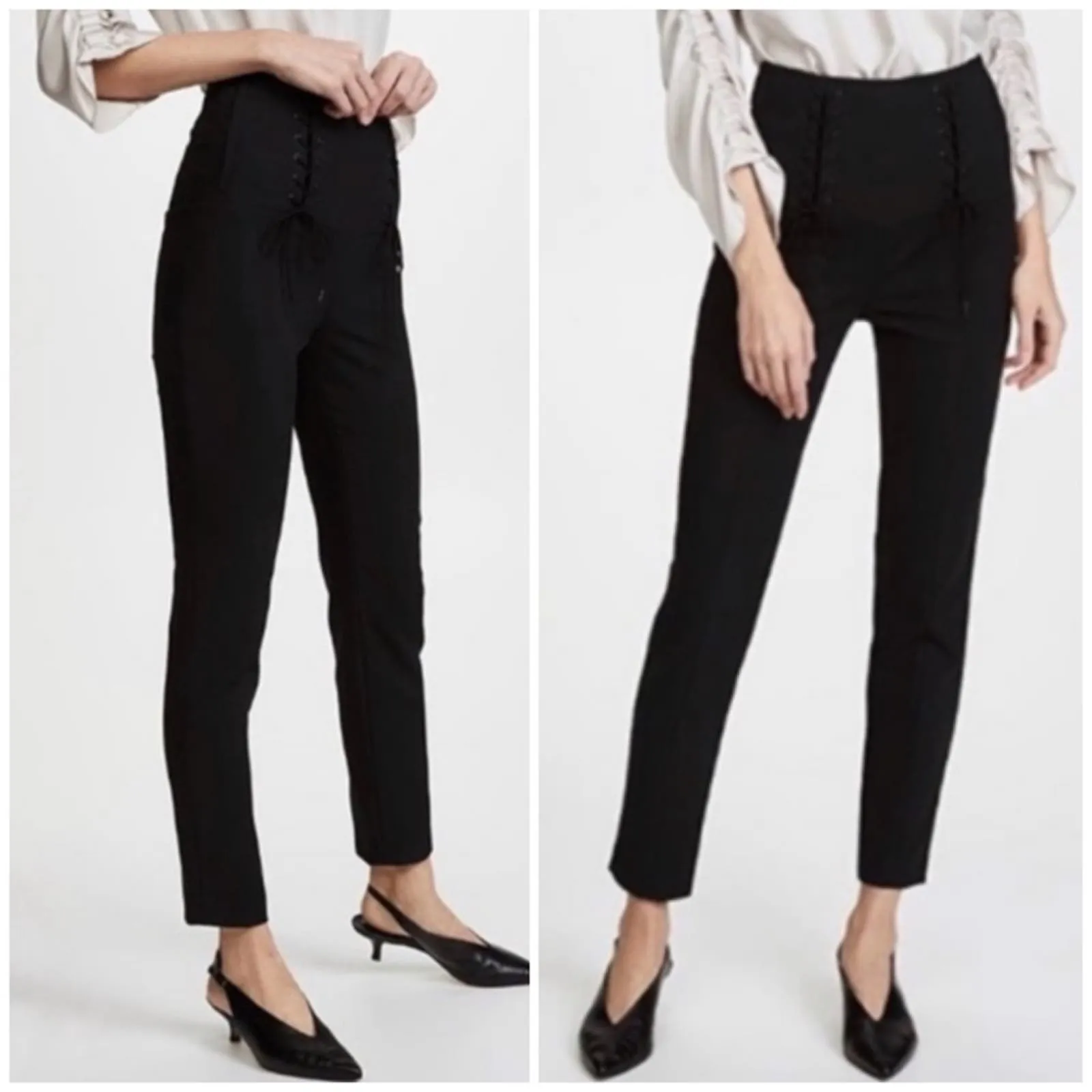 Tibi Anton High Rise Corset Lace Split Hem Trousers Pants (4)