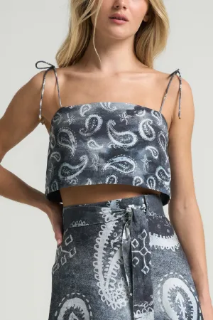Tie Crop Top Paisley Black