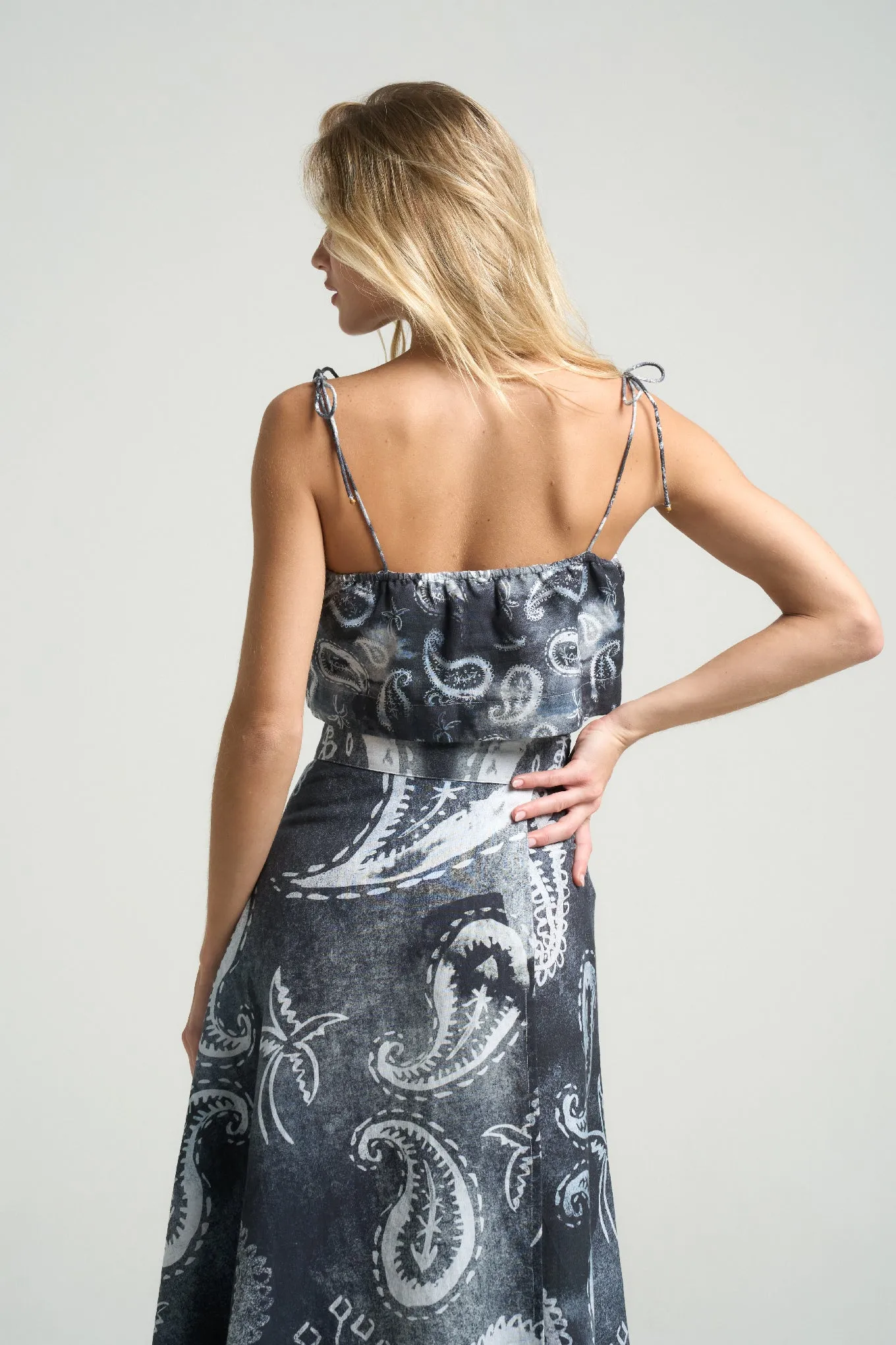 Tie Crop Top Paisley Black
