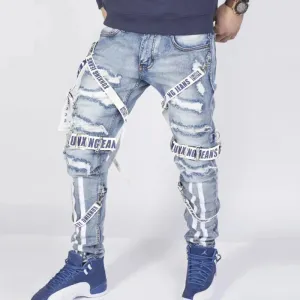 Trend4us Men's Urban Bleached Distressed Jeans