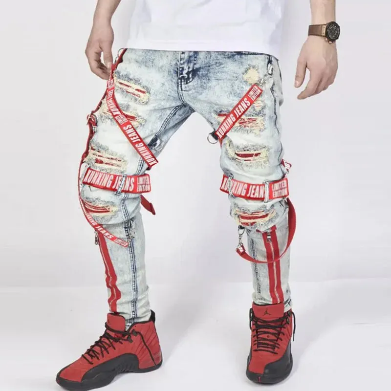 Trend4us Men's Urban Bleached Distressed Jeans