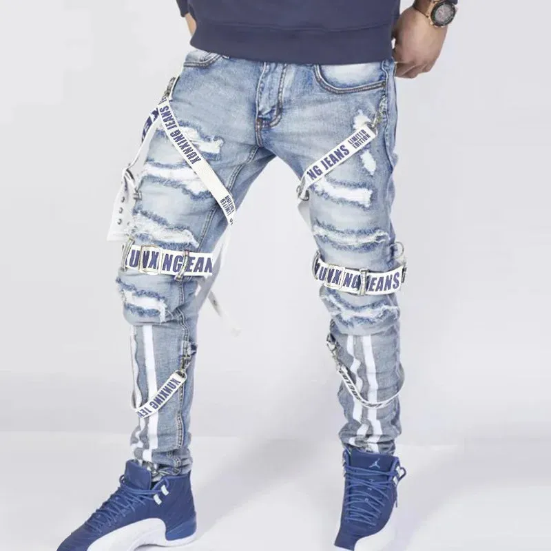 Trend4us Men's Urban Bleached Distressed Jeans