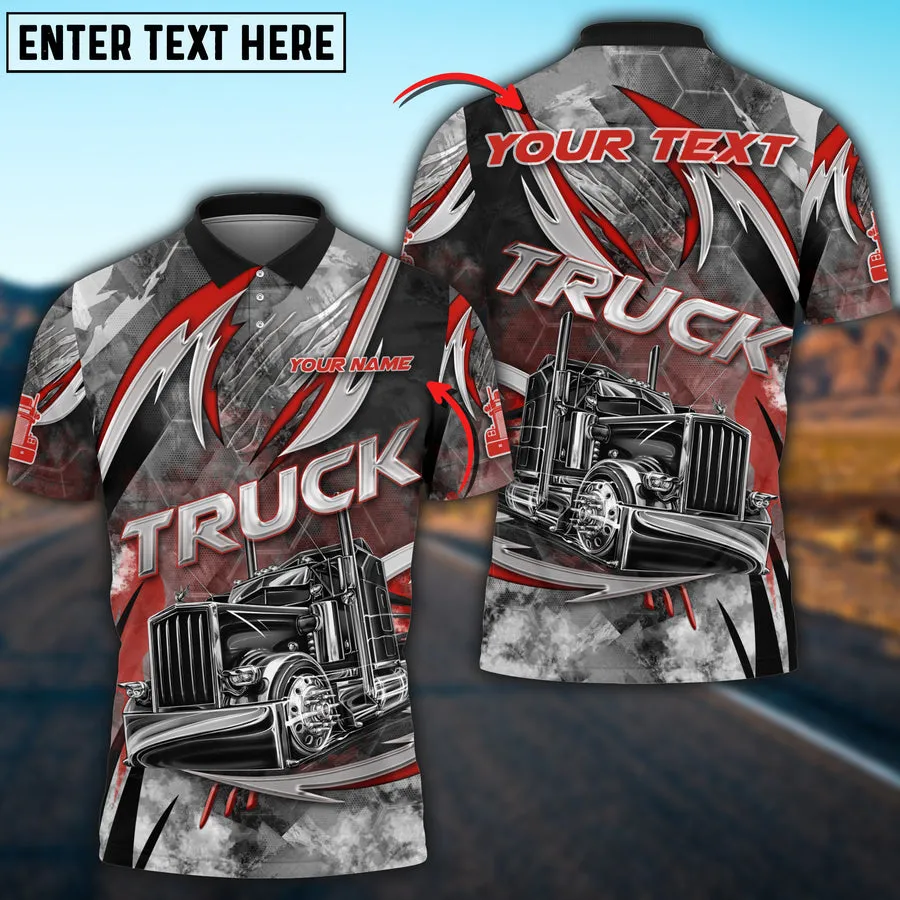 Truck Smoky Multicolor Pattern Personalized Name 3D Polo Shirt For Truck Driver