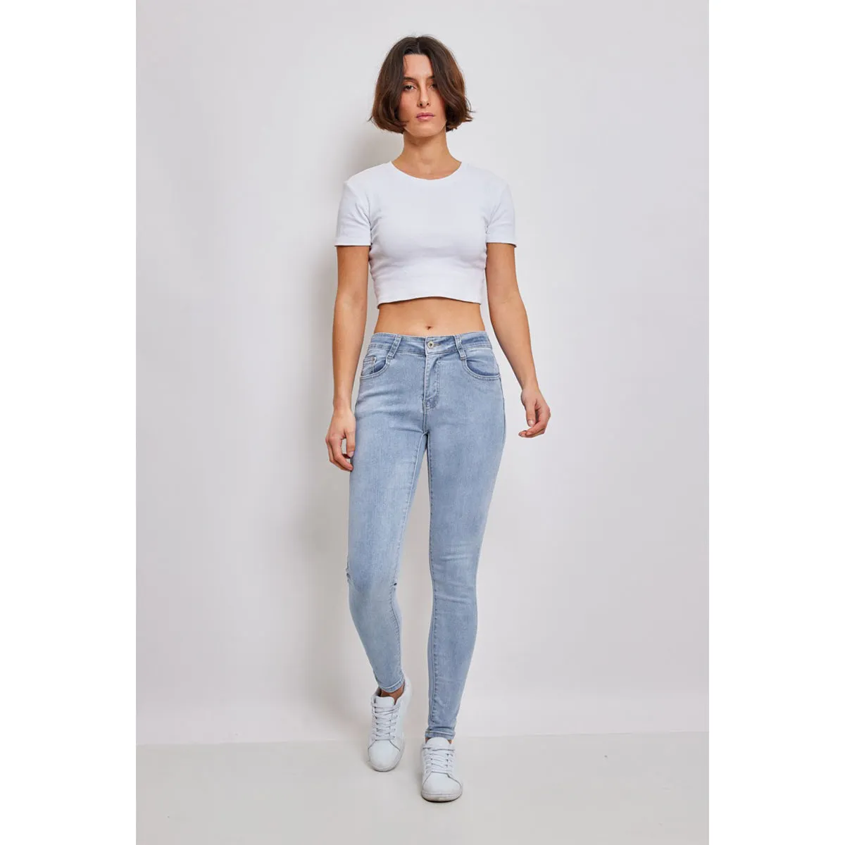 Tætsiddende push-up jeans blue