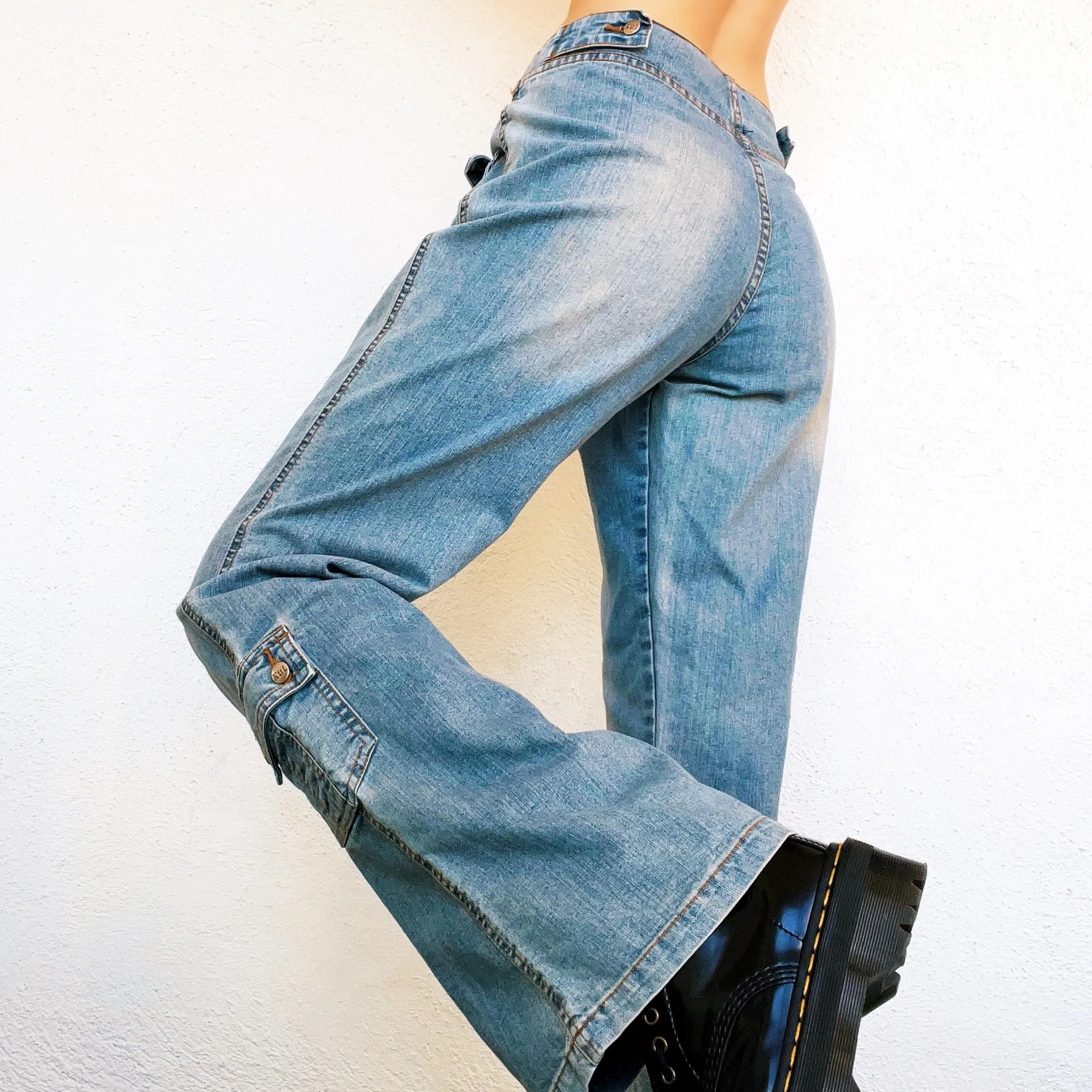 Vintage Belted Cargo Jeans
