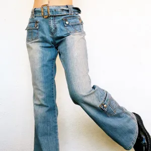 Vintage Belted Cargo Jeans