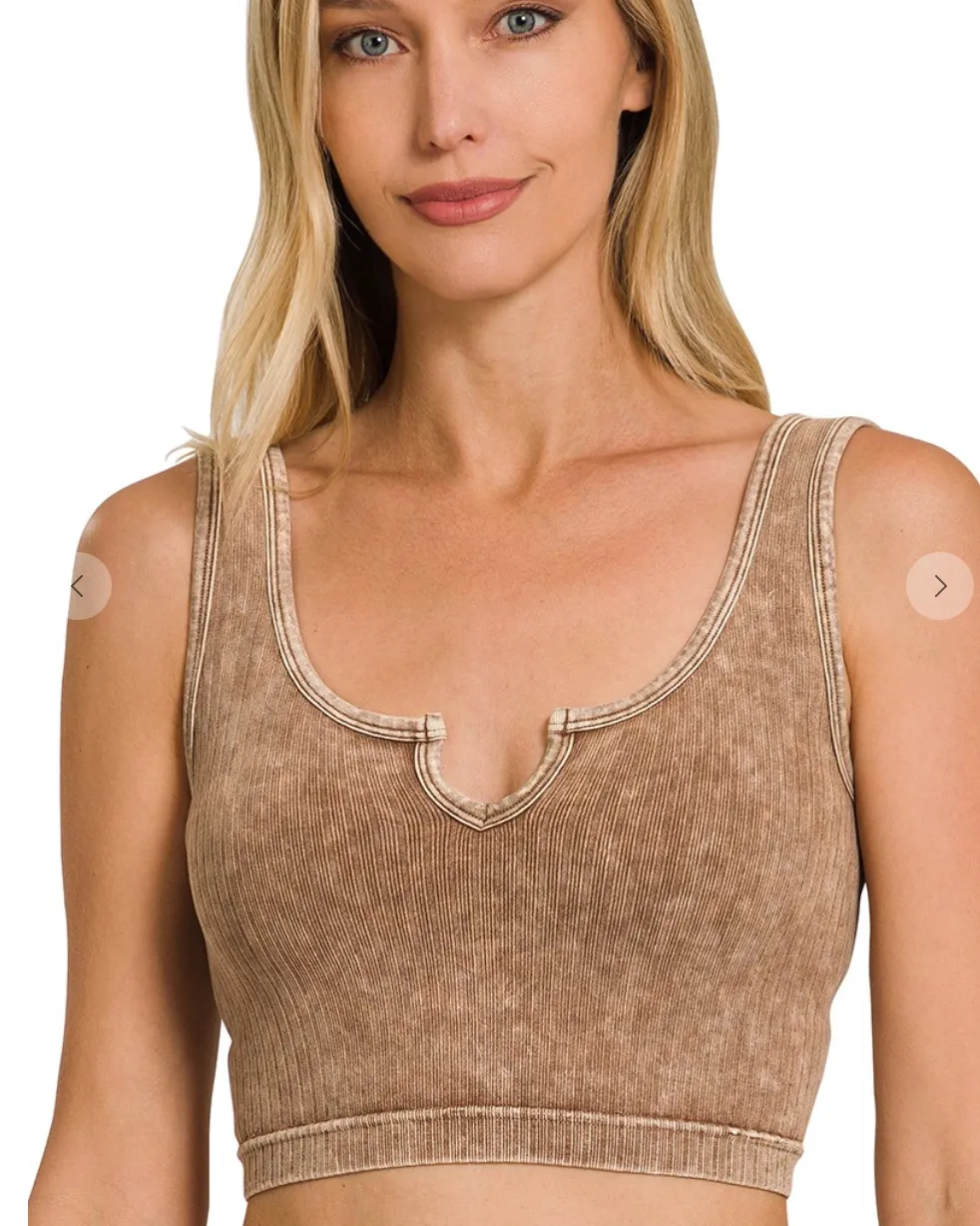 Washed V-Front Tank/Bralette