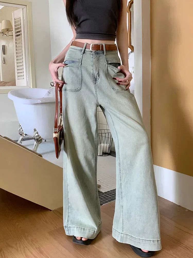 Washed Wide-leg Korean Fashion Jeans