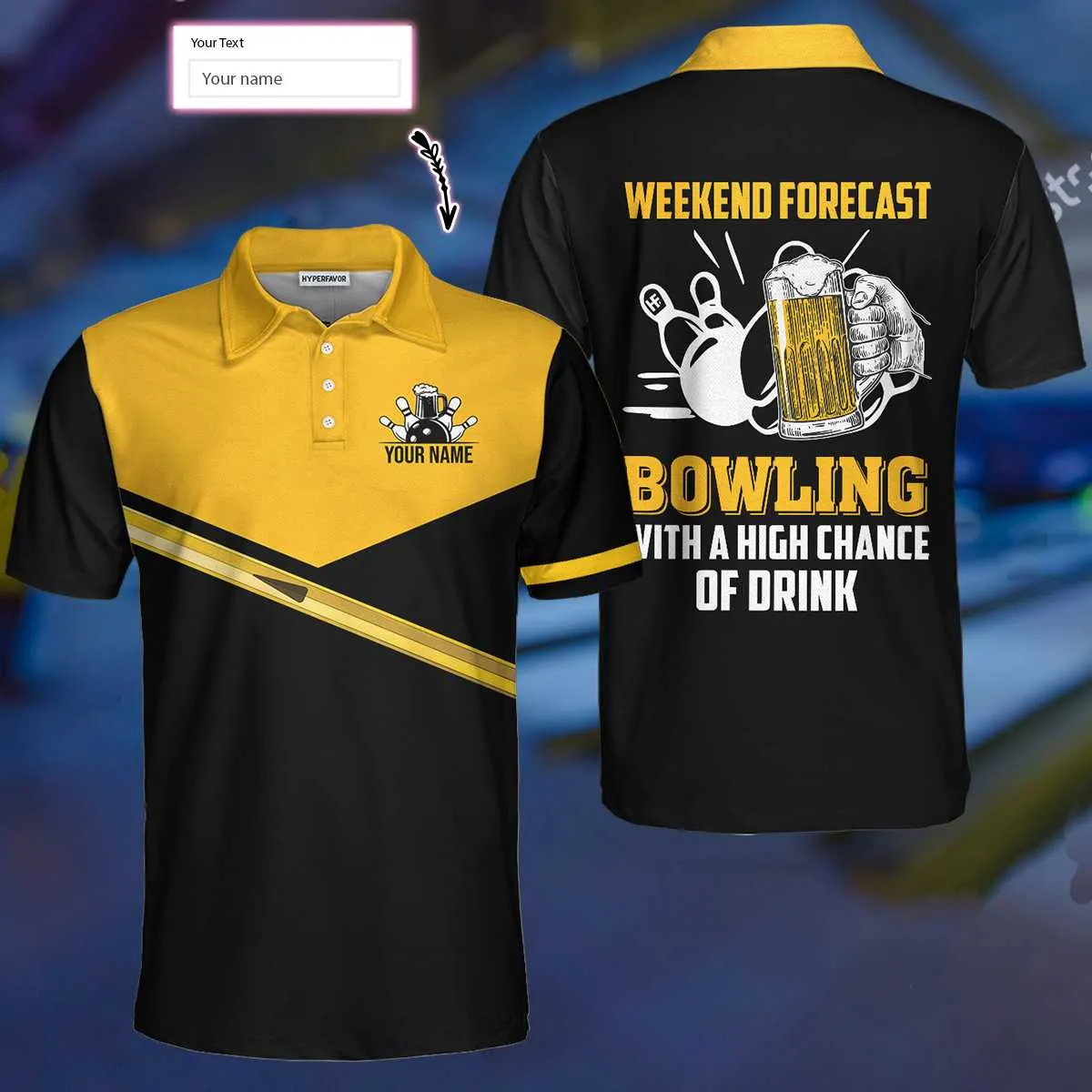 Weekend Forecast Bowling With A High Chance Of Drink Custom Polo Shirt, Personalized Bowling Shirt For Beer Lovers Coolspod