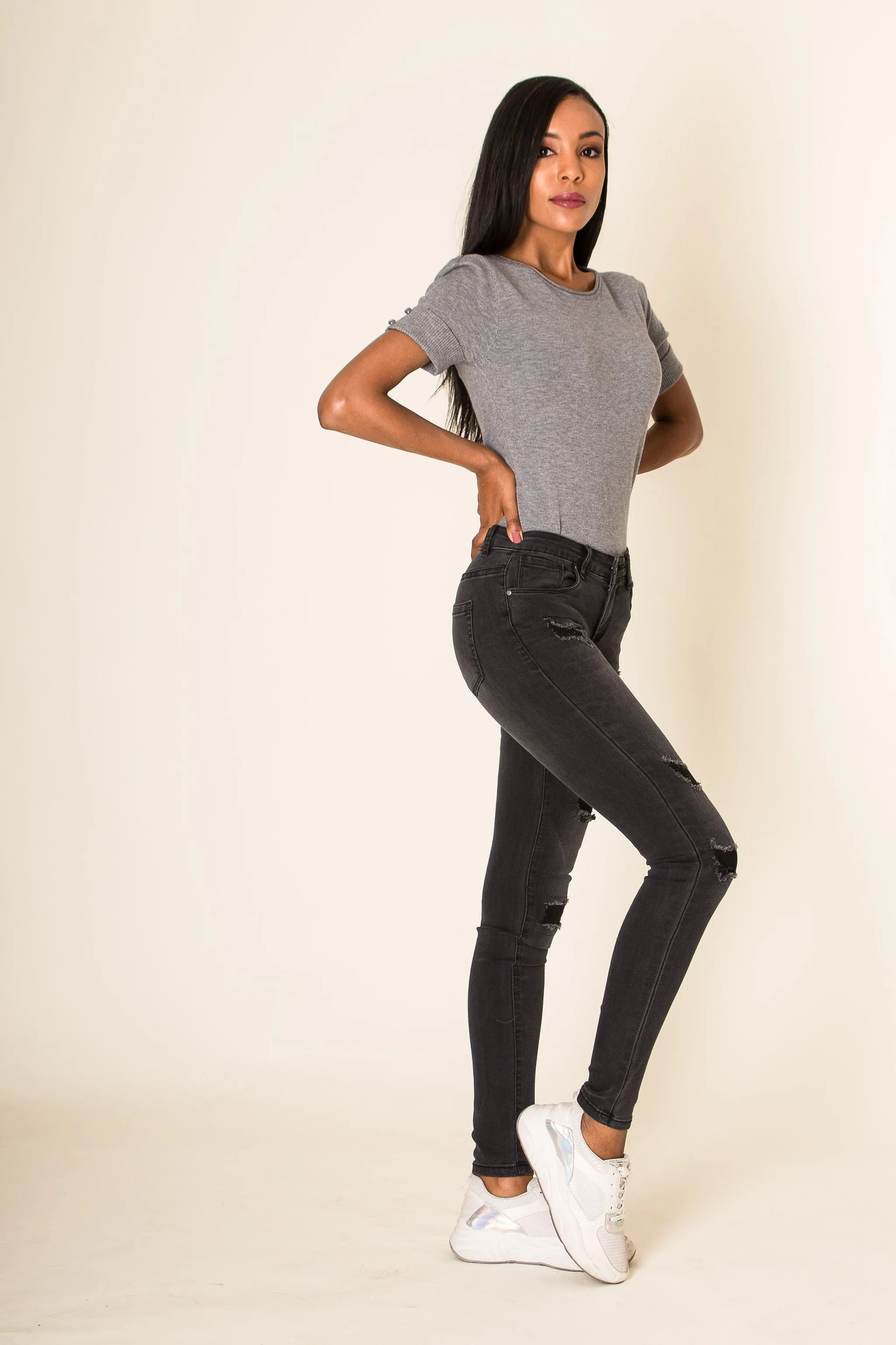 Wholesale Grey Ripped Jeans