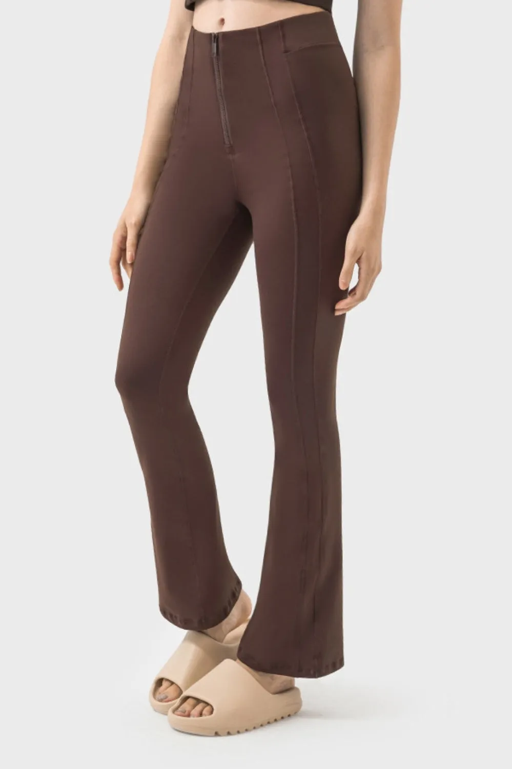 Women Zipper Detail High Waist Active Pants