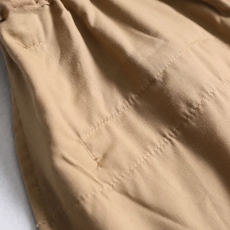 Women's Casual Polyester High-Waist Pants With Belt