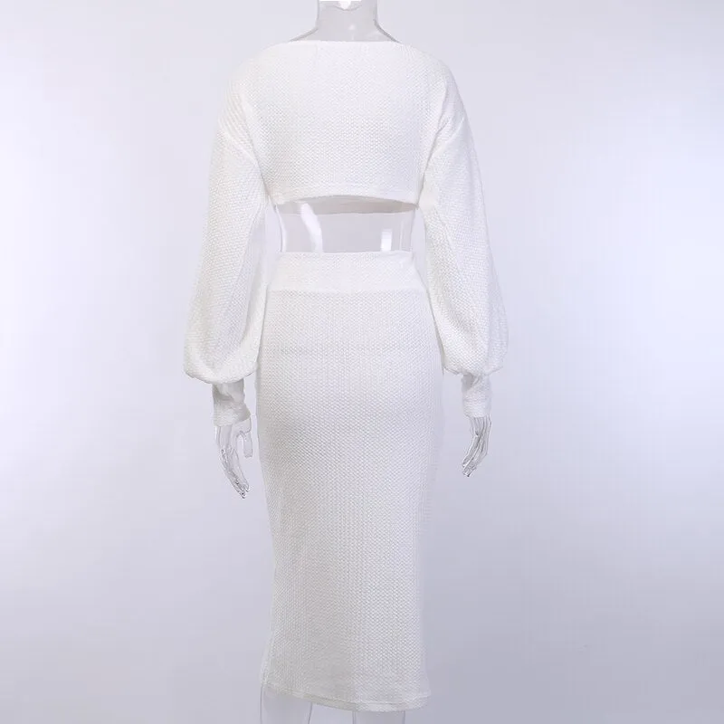 Women's Casual V-Neck Stretchy Two-Piece Dress