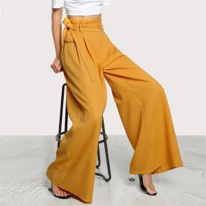 Women's Frill High Waist Belted Pants