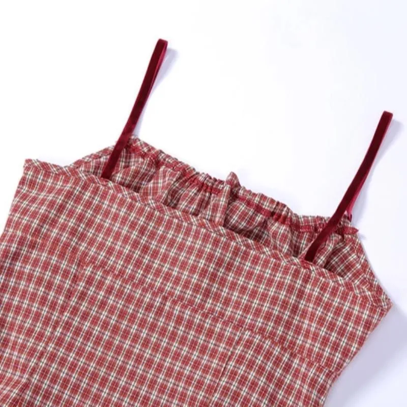 Women's Plaid Sleeveless Bodycon Mini Dress
