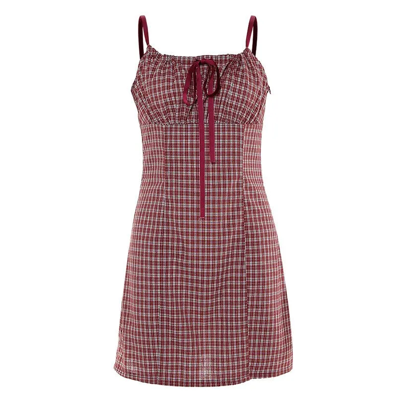 Women's Plaid Sleeveless Bodycon Mini Dress