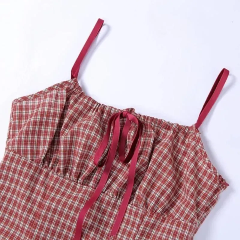 Women's Plaid Sleeveless Bodycon Mini Dress