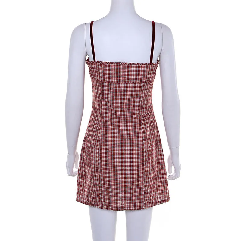 Women's Plaid Sleeveless Bodycon Mini Dress