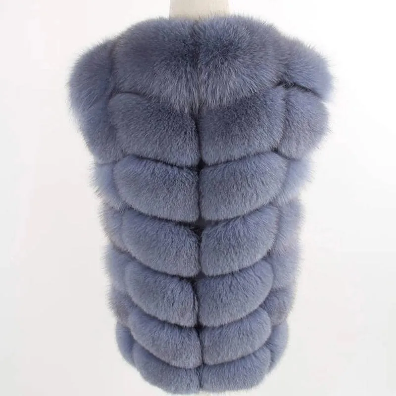 Women's Winter Casual Short O-Neck Vest With Fox Fur