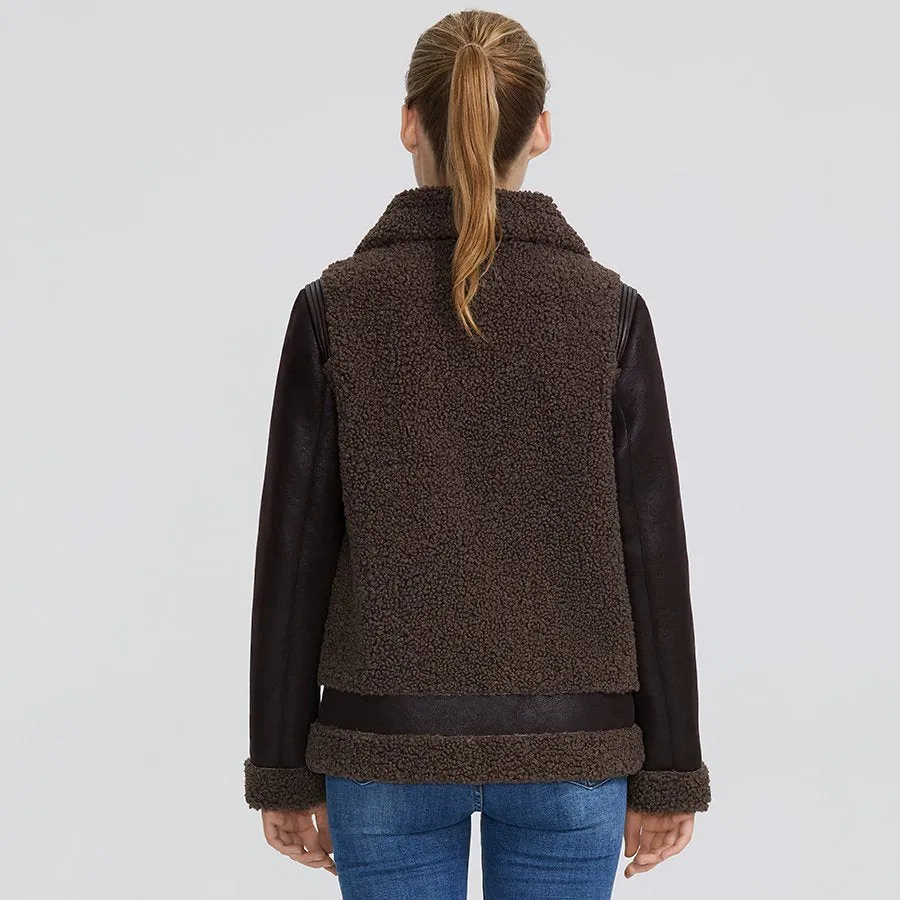 Women's Winter Windproof Sheepskin Short Parka