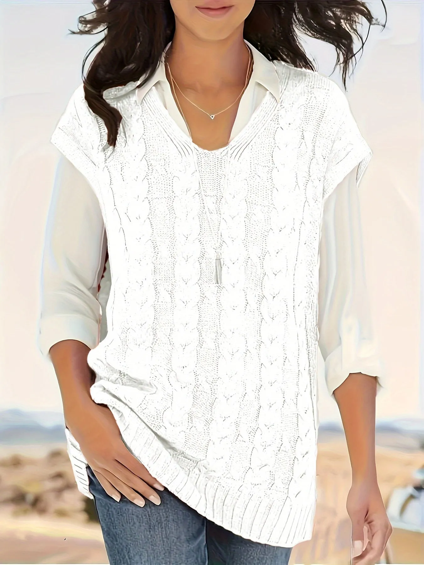Yana Pullover | Elegante damespullover met kabelpatroon en V-hals