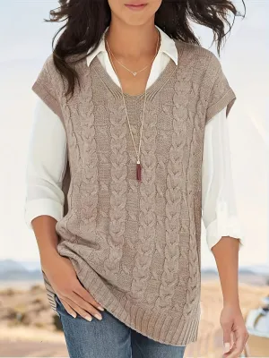 Yana Pullover | Elegante damespullover met kabelpatroon en V-hals